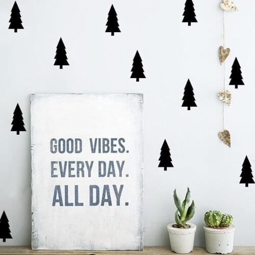 60pcs /lot 4*8cm Pine Tree Wall Stickers For Nursery Rooms Decorative Viny Art Mural Rooms Decor Bedroom Deorate