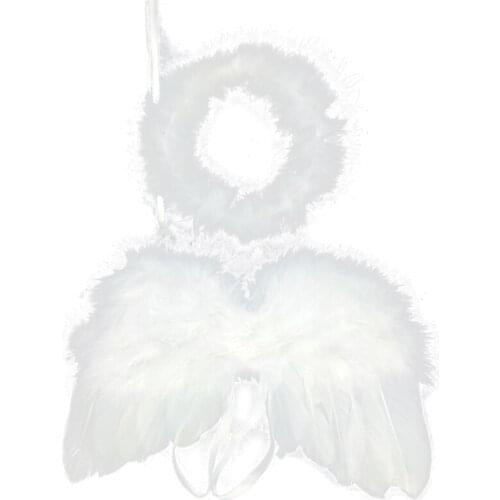 69HE Baby Angel Wing with Headband Newborn Photography Props Set Fotografia Costume Outfits Photo Shooting Accessories