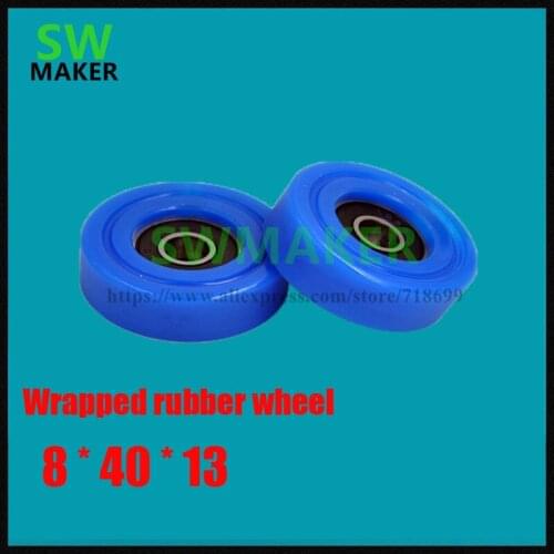 8*40*13mm package rubber wheel, moving pulley, bearing pulley, rubber roller, PU polyurethane pulley