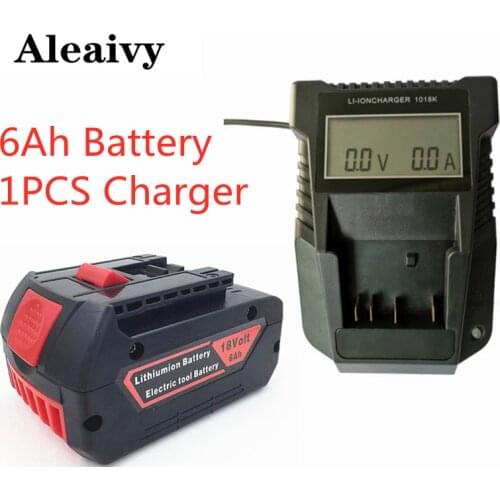 With Display 3A Charger+18V6.0A Rechargeable Li-ion Battery For Bosch 18V Power Tool Backup 6000mah Portable Replacement BAT609