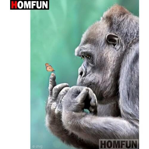 HOMFUN Full Square/Round Drill 5D DIY Diamond Painting "Animal monkey" Embroidery Cross Stitch 5D Home Decor A14230