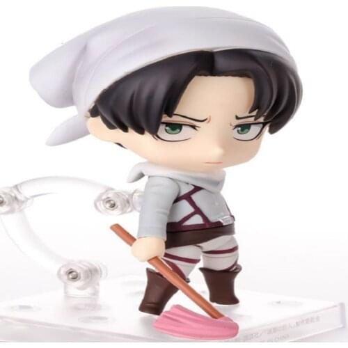 Anime 10CM Game Attack on Titan Eren Jaeger Levi Rivaille Ackerman 417 Cleaning Ver. PVC Action Figure Collection Toys