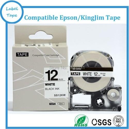 Free shipping 3 pcs/lot compatible SS12KW LC-4WBN/SS12KW 12MM*8M BLACK ON WHITE LABELS LABEL WORKS LW-300 TAPE