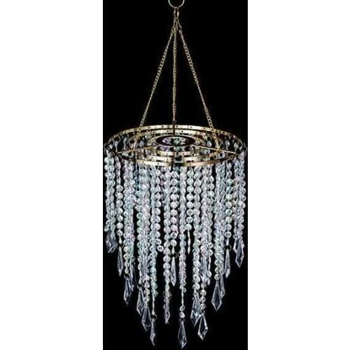 Camal 1PCS Assembled T56CM Hanger 22CM Gold Centerpiece Frame Iridescent AB Acrylic Bead Chandelier Pendant Wedding Christmas