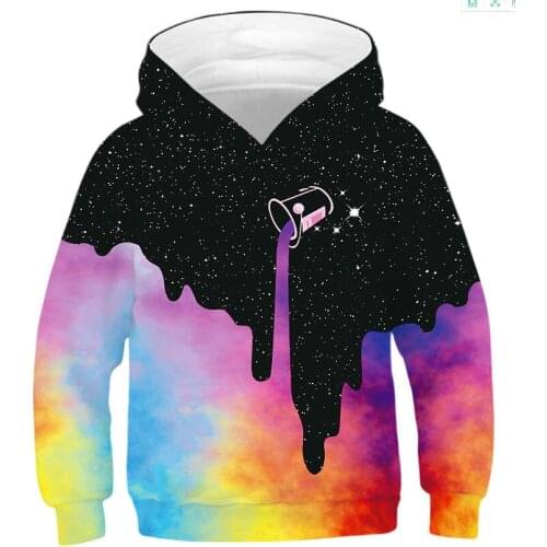 Kids 3D Print Splashing ink Starry Sky Sweatshirts Girls Hoodies Pullover Teens Autumn Hooded Sweatshirt For Children Outwear