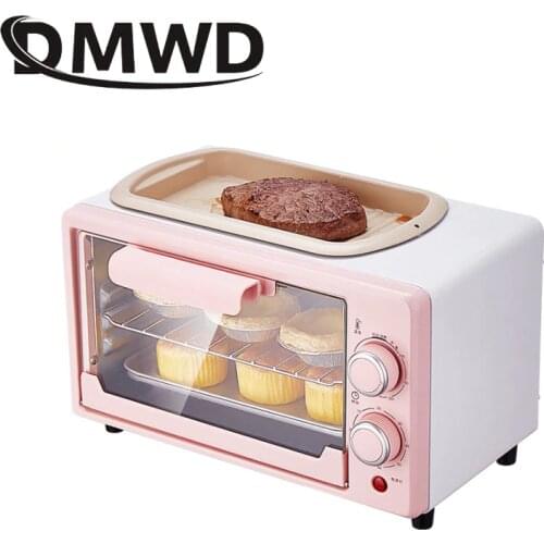 DMWD 5L Mini Electric Pizza Bakery Oven Grill Skillet Egg Omelette Frying Pan Cooker Bread Cake Toaster Breakfast Baking Machine