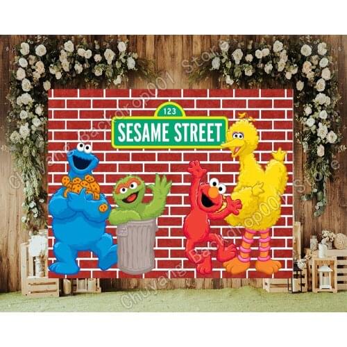 Photoshoot Backdrops Cartoons Sesame Street Decorations Custom Childrens 1st Birthday Party Photography Background Photocall
