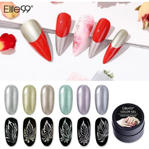 Elite99 5ml Metallic Painting Gel Nail Polish Gold Silver Wire Drawing Nail Gel Varnish DIY UV Nail Art Paint Color Gel Polish