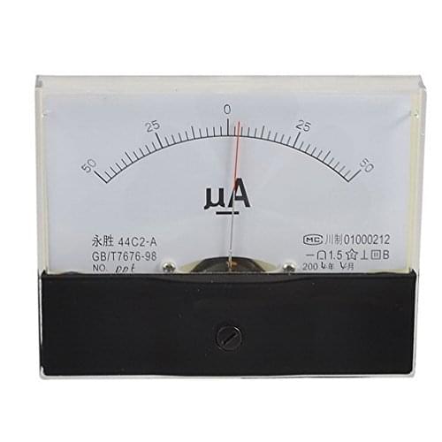 Indicator DC Amperometer Head 44C2 DC 50-0-50uA 100uA Rectangle Analog Panel Ammeter Gauge 100*80mm