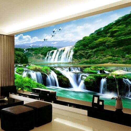 Chinese Style Classic Waterfall Landscape 3D Mural Wallpaper Living Room Bedroom Home Decor Protective Eye Photo Mural Wallpaper