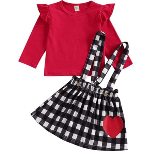 2Pcs Valentines Day Party Kids Clothes For Baby Girl Fashion T shirt Heart Tutu Dress Outfits Suit Toddler Girl Clothing Set