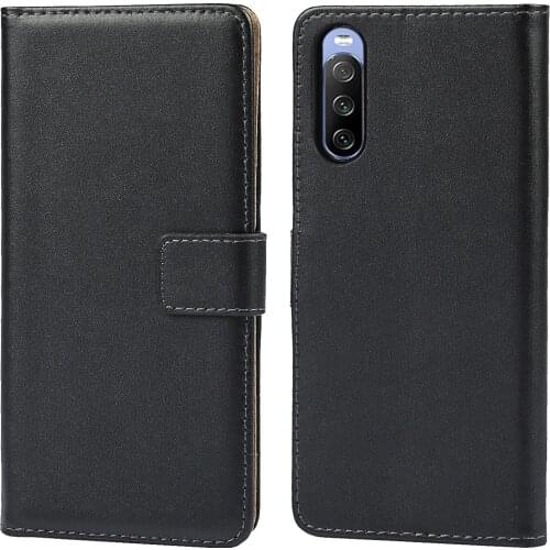 Leather Case Wallet Flip Cover Case Fitted Case for Sony Xperia 10 III holster protective phone shell retro business GG