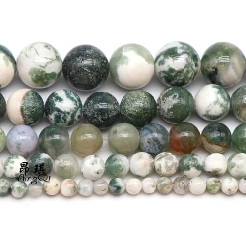Natural Tree Dendritic Agates Round Beads 15" Strand 4 6 8 10 12MM Pick Size For Jewelry Making Charm Bracelets DIY Accessories