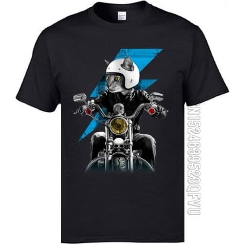 One Piece Skull Biker Cat Cool T Shirts Motorcycle Rider Cats 3D Retro Tshirts Men Fashion Sweatshirt Motorbike Funny T-Shirts