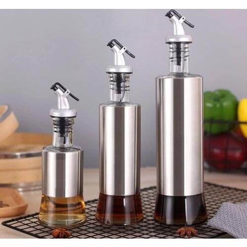 Kitchen Olive Oil Cruet Bottle Vinegar Dispenser Oil Container Gravy Boats Glass Double Wall Cooking Oil Dispensering Bottle