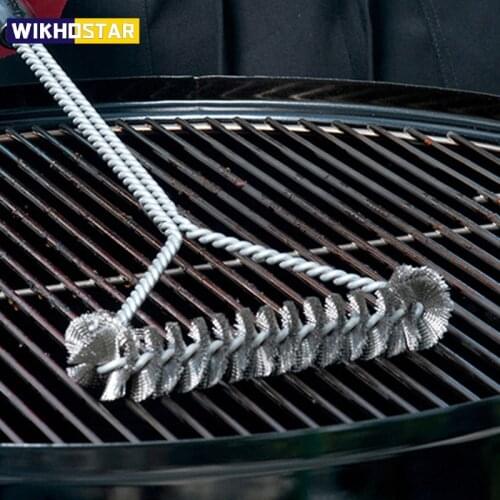 Kitchen Accessories Stainless Steel BBQ Grill Brush Barbecue Kit Cleaning Brush Cooking Tools Barbecue Bristles Triangle Brush