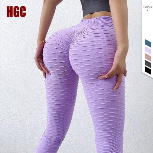 HGC Seamless Leggings Jacquard High Waist Yoga Pants Squat Proof Booty Scrunch Tights Peach Hip Elastic Sexy GYM Fitness Bottoms