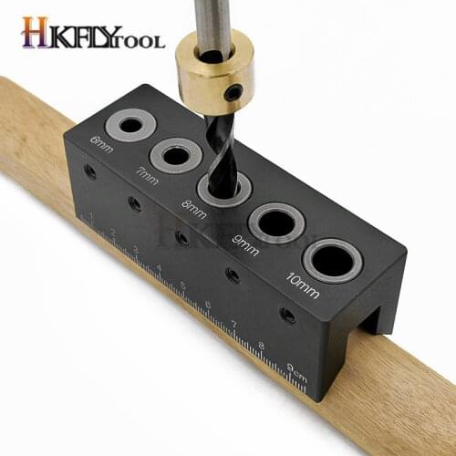 Wood Doweling Jig Straight Angle Guide Pocket Hole Jig Kit Aluminum Alloy Hole Drill Guide Locator Carpentry Woodworking tool