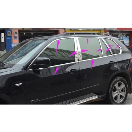 20pcs Stainless Steel Chrome Door Full Window Frame+Center Pillars Window Sill Molding Trim Exactly Fitted For bmw X5 2008-2013