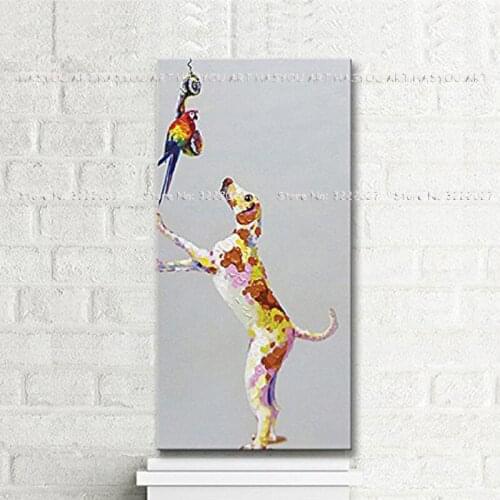 Top Professional Artist Handmade Modern Picture Smoking Bull Dog Oil Painting On Canvas Funny Dog Oil Picture For Wall Decor