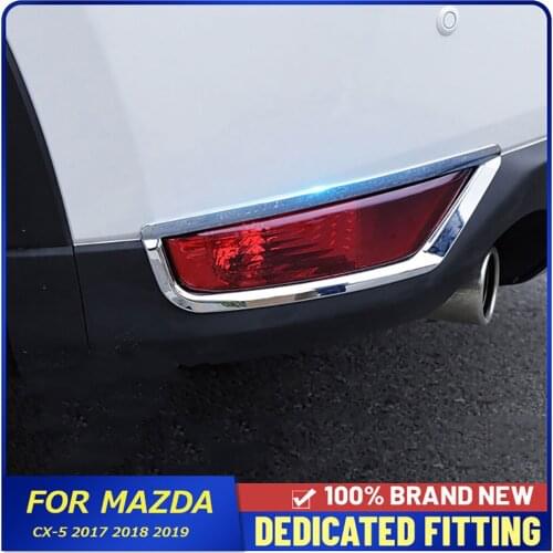 Fit For Mazda CX-5 CX5 2017 2018 2019 Car Back Tail Foglight Cover Frame ABS Chrome Rear Bumper Fog Lamp Cover Sticker