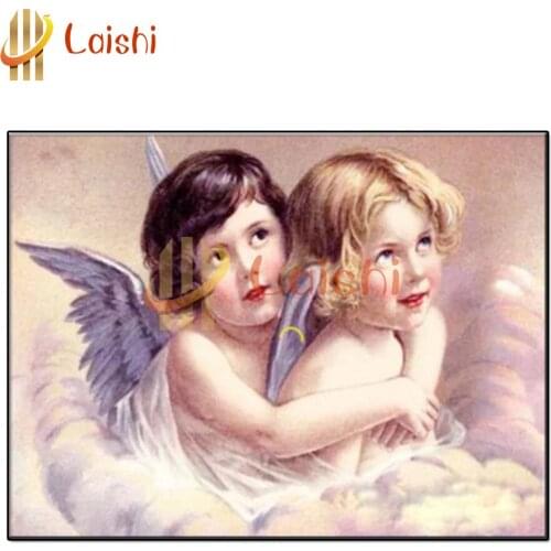 Full Square round Diamond Cute little angels 5D DIY Diamond Painting Embroidery Cross Stitch kits diamond Mosaic Home Decor