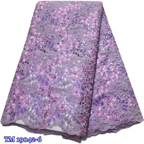 Luxury African french tulle lace fabric high quality double organza lace fabric 2019 light purple beaded stones sequins lace