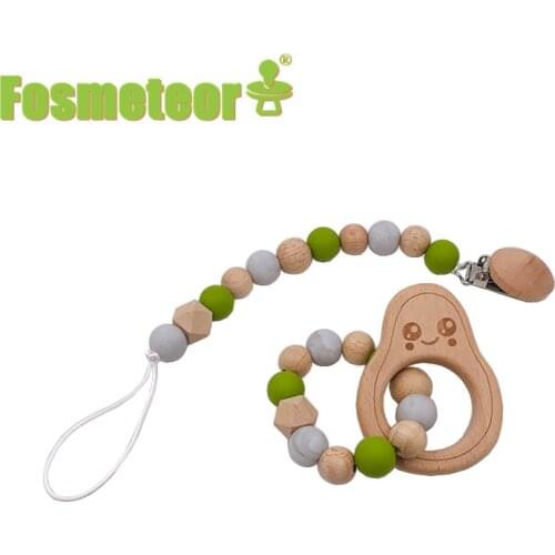 Fosmeteor Silicone Teether New Beads Avocado Bracelet Silicone Crib Accessories Teething Beads Soother Chain Baby Rattle