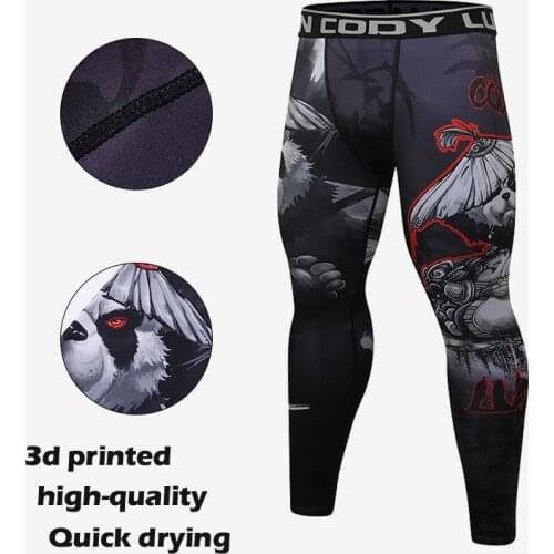 Fitness Men 3D Printed Pattern Compression Tights Quick Dry Pants Mens Sweat pants Skinny Running Legging Trousers Male