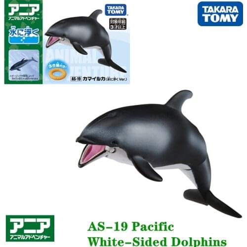 Takara Tomy ANIA Animal Advanture AS-19 White-Sided Dolphin Float On Water Resin Kids Educational Mini Action Figure Toy Bauble