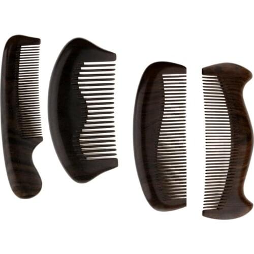 Comfortable Handmade Natural Chacate Preto Wood Hair Smoothing Comb Beard Mustache Grooming Wooden Brush Scalp Massage Tool