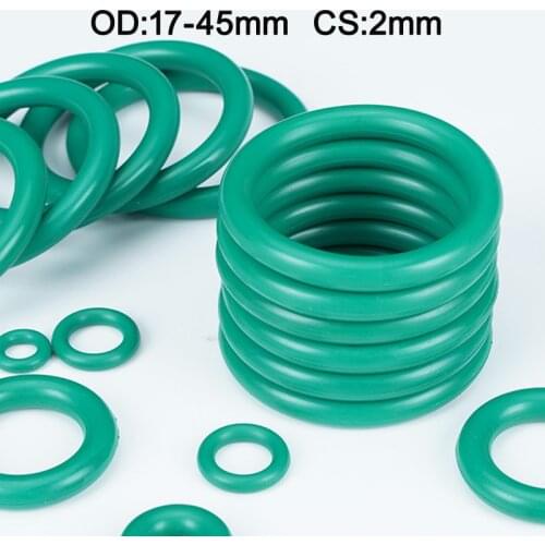 50 Pieces Green FKM Fluorine Rubber O Ring O-Ring Oil Sealing Gasket CS 2mm OD 17-45mm