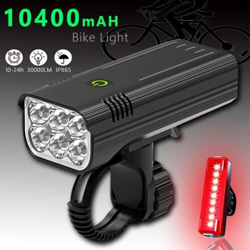 10400mAh Bike Light USB Rechargeable 8000 Lumens Bike Headlamp 6T6 LED Super Bright Flashlight Front Lights and Back Rear light