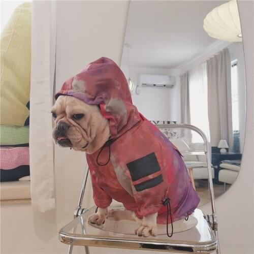 Waterproof Dog Clothes Fashion Designer Dog Face Raincoat for French Bulldog Windbreaker Windproof Rain Coat for Medium Dog A124