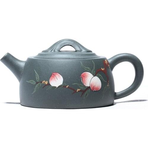 Yixing Handmade Purple Sand Teapot Raw Ore Green Mud Jade Peach Well Fence Creative New Kung Fu Tea Set Teapot Chinese Tea Set