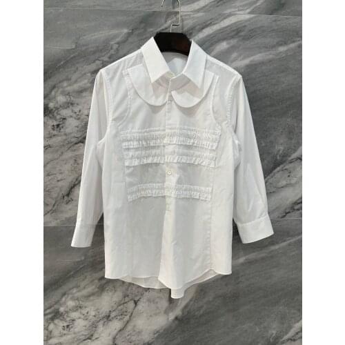 Spring New Women Ruffles White Long Sleeve Casual Shirt Female Fashion Blouse Tops Tutu