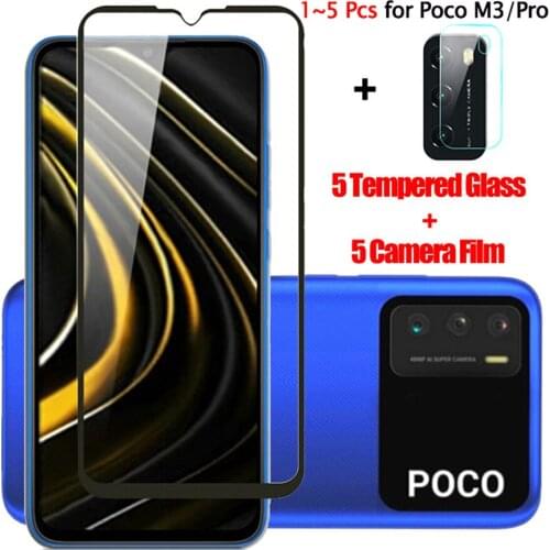 1~5 pcs, glass for poco-m3 tempered glass protector poco m3 pro 5g xiaomi poco m 3 pro screen protection pocophone m3 glass