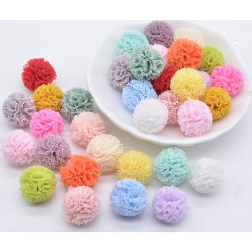 100Pcs/lot 15mm Colorful Elastic Mesh Chiffon Ball for DIY Children Headwear Bow Accessories Handmade Baby Clothes Hat Decor P99