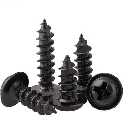 200PCS-M1.2*3/4/5mm Black Cross Round Head with Self-tapping Screws, PWA Head Meson Screw