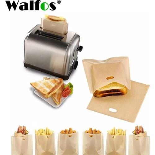 Walfos 3 Peças 16*16.5cm Resistente Ao Calor Não Vara Torrada Pão Sacos De Microondas Grade Pão Sacos Torradeira Reutilizáveis