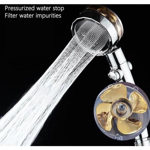 360 Power Shower Head Propeller Shower Head With Fan Eco Strong Current High Pressure Turbo Shower Head For Bathroom