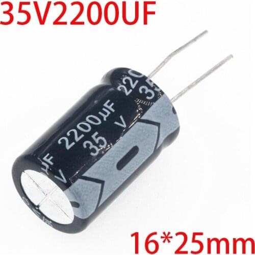 5PCS 35V2200UF 16*25mm 2200UF 35V 16x25 mm Aluminum Electrolytic Capacitor