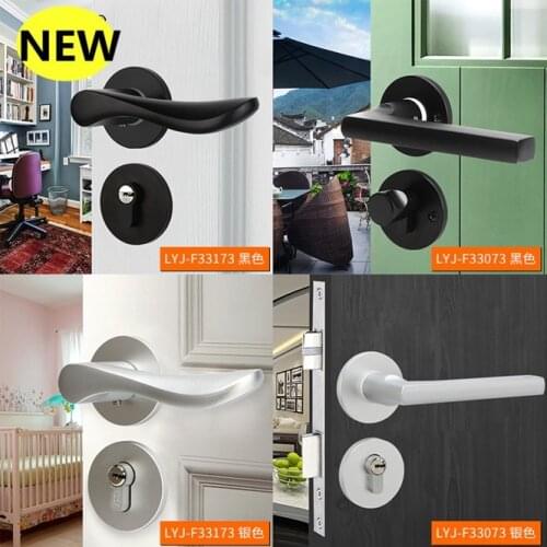 Freeshipping European Sytle Door Handle Lock Aluminum Alloy Modern Interior Bedroom Lock Antitheft Home Room Safety Door Lock
