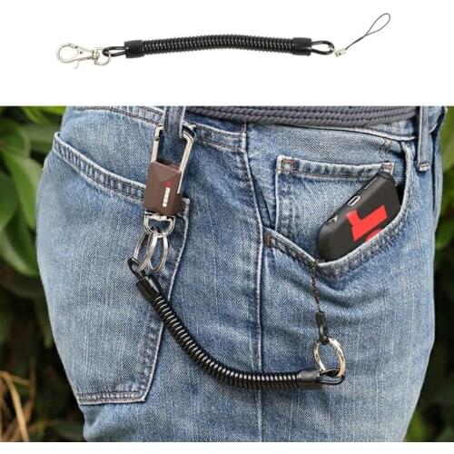 10Pcs Black Coil Springs Keychain Cellphone Snap Hook Holder Retractable Coil Cord Key Chain Holder with Lobster Clasp