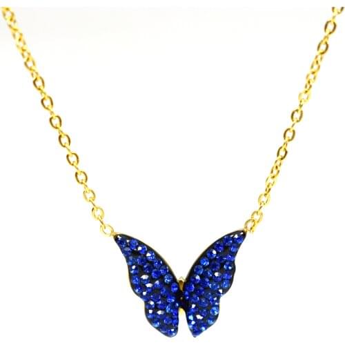 Stainless Steel Chain Butterfly Necklace for Women Gold CZ Pendant Choker Necklace Jewelry Bridesmaid Gifts
