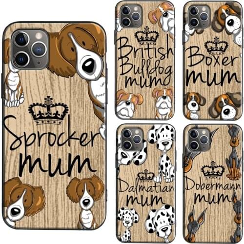 Sprocker Chow Boxer Pug Mum Dog Phone Case For iPhone 11 12 Pro Max mini X XR XS Max 6S 8 7 Plus SE 2020 Back Cover