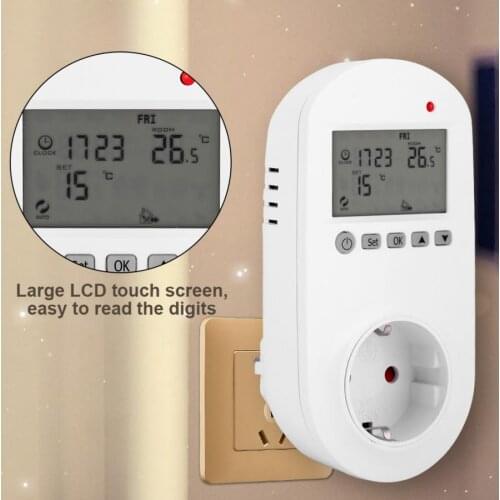 Electronic Digital LCD Display Socket Switch EU Plug Kitchen Outlet Heating Thermostat Wireless Temperature Socket 200-240V