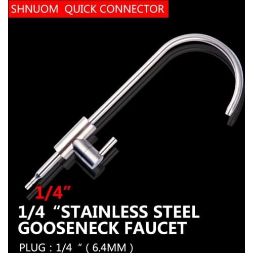 Gooseneck Water Purifier Faucet Reverse Osmosis Drinking Water Filter Faucet Stainless Steel 1/4" PE Quick Connect Ceramic Core