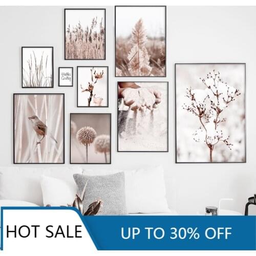 Hnad Sand Flower Dandelion Bird Reed Wall Art Canvas Painting Nordic Posters Prints Wall Decor For Aesthetic Home Decoration