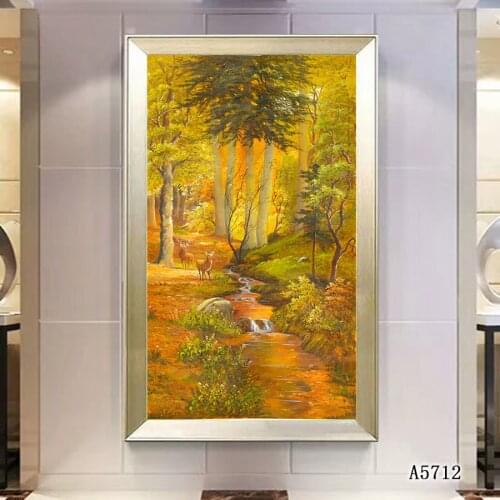 Canvas Art Picture Canvas Print Painting Modern Tree Forest Landscape Deer Oil Printing on Canvas Wall Art Picture Home Decor